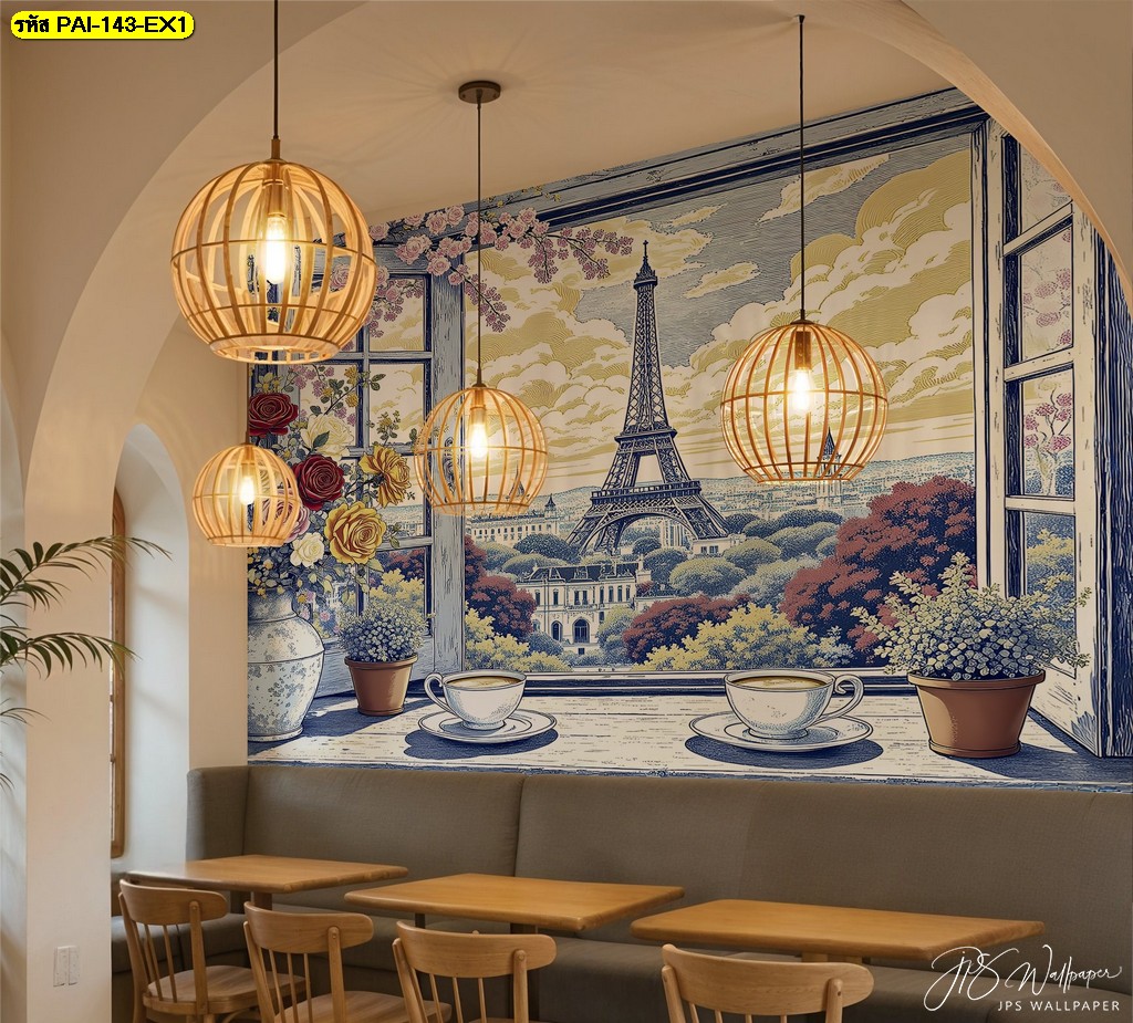 บรรยากาศร้านเปลี่ยน ลูกค้าแวะมาถ่ายรูปทุกวัน ด้วยลาย วอลเปเปอร์ร้านคาเฟ่ วอลเปเปอร์ร้านอาหารหรู