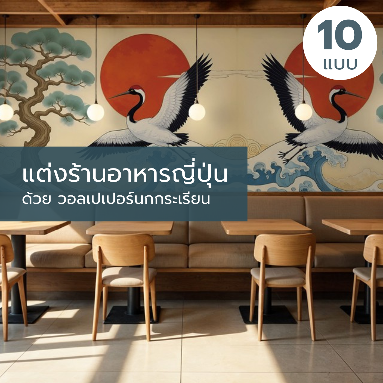 แต่งร้านอาหารญี่ปุ่น ด้วย วอลเปเปอร์นกกระเรียน