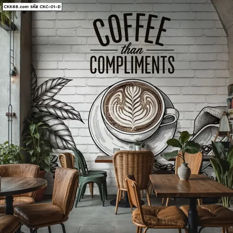รับพิมพ์ วอลเปเปอร์แต่งผนังร้านกาแฟ ภาพวาดลายกาแฟ เพื่อสร้างบรรยากาศ