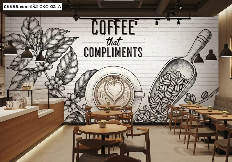 จำหน่าย วอลเปเปอร์ลาย ภาพวาดกาฟ เพื่อแต่งผนังร้านกาแฟ คาเฟ่ให้มีเอกลักษณ์
