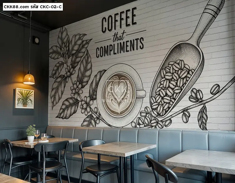 ขาย วอลเปเปอร์ลายภาพวาดกาแฟ สำหรับแต่งผนังร้านกาแฟ คาเฟ่ ให้สวยงามดูโดดเด่น