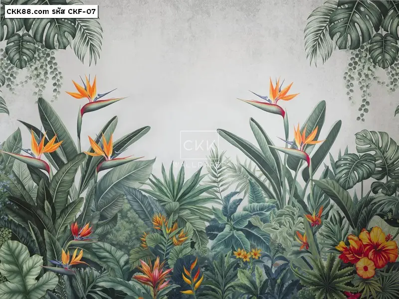 ขาย วอลเปเปอร์ลายสวนป่า Tropical Elegance เพื่อใช้แต่งผนังห้อง