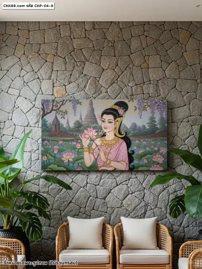 รับพิมพ์ วอลเปเปอร์ลายภาพวาดหญิงไทย และบริการติดตั้งสำหรับแต่งผนัง