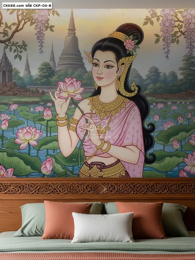 รับพิมพ์ วอลเปเปอร์ลายภาพาดหญิงไทย เพื่อแต่งผนังห้องตามแบบที่คุณต้องการ