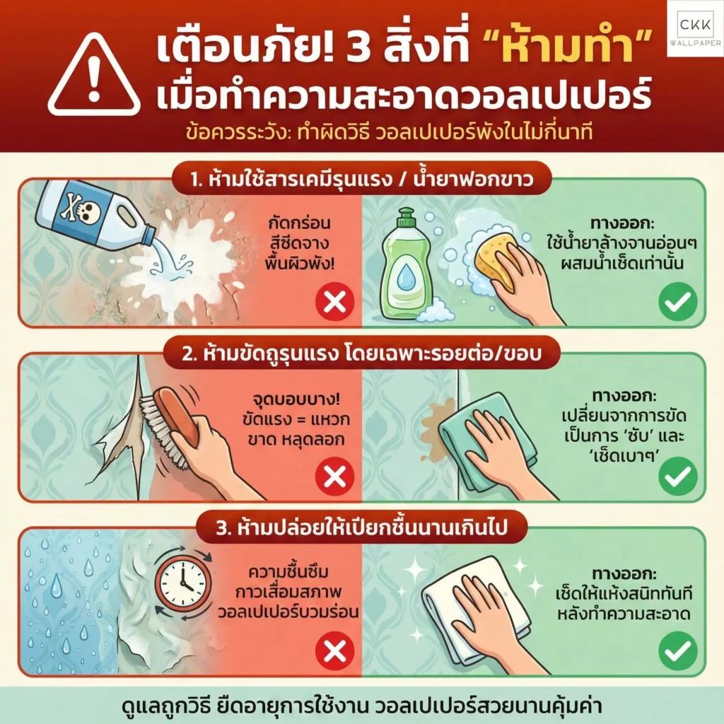 5สิ่งที่ห้ามทำในการทำความสะอาดวอลเปเปอร์