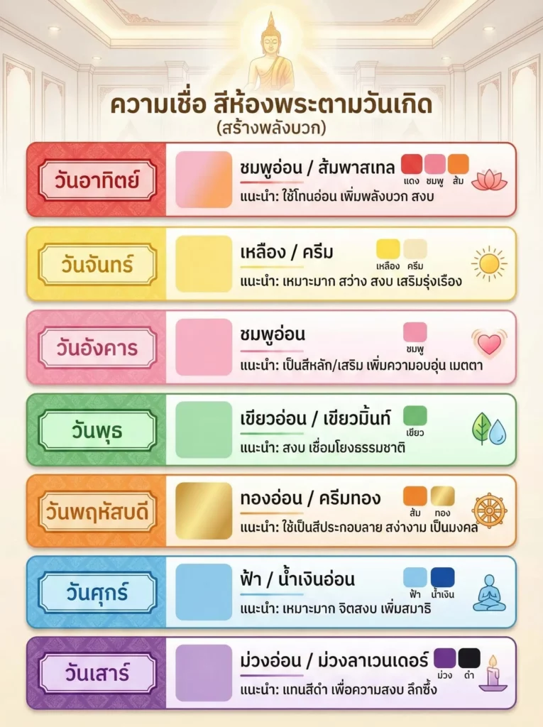 ความเชื่อ-สีห้องพระตามวันเกิด
