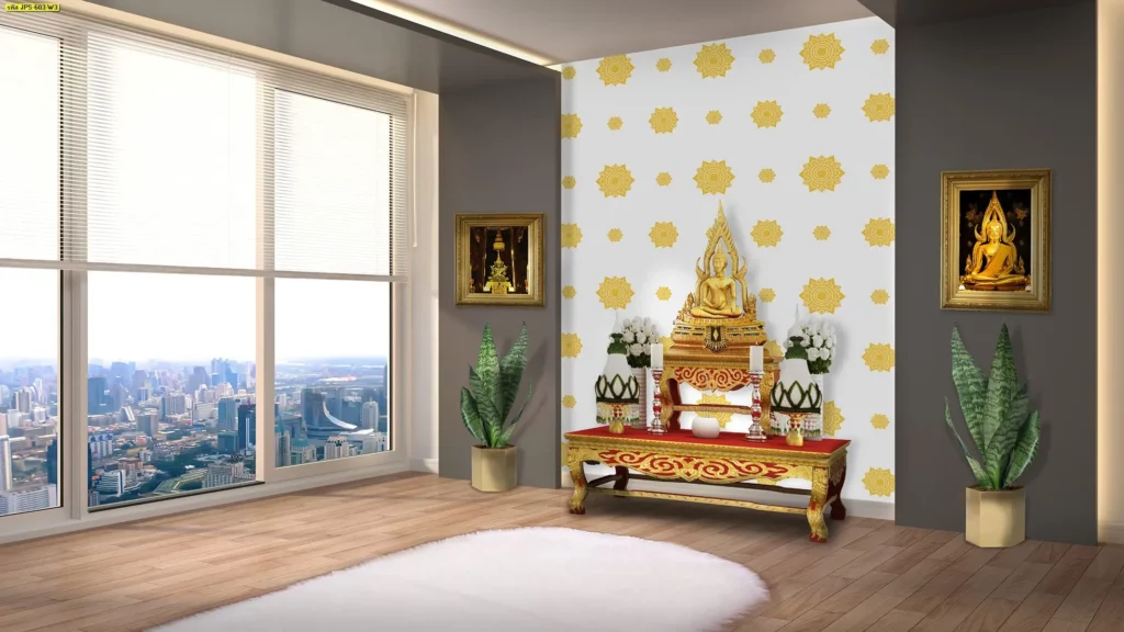 โทนสีห้องพระมงคล-สีขาวครีม