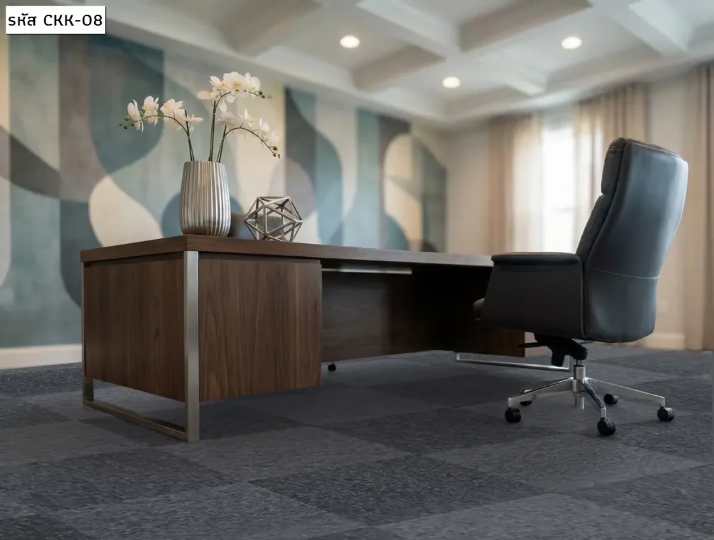 พรมแผ่น 50x50 ราคา CKK สีเทาเข้ม ห้องผู้บริหาร พรมแผ่นสำเร็จรูป