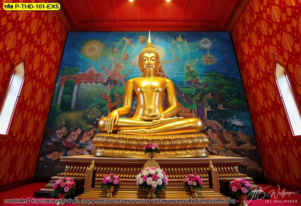 สร้างบรรยากาศแห่งความสงบและศรัทธาด้วยภาพพิมพ์ลายพระพุทธเจ้าเปิดโลก