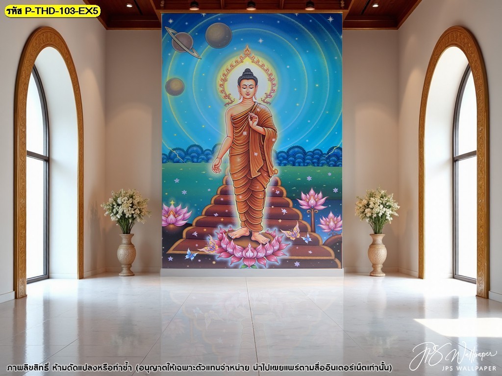 เสริมความงามให้กับผนังห้องด้วยภาพพิมพ์ลายพระพุทธเจ้าเปิดโลก ภาพคมชัด