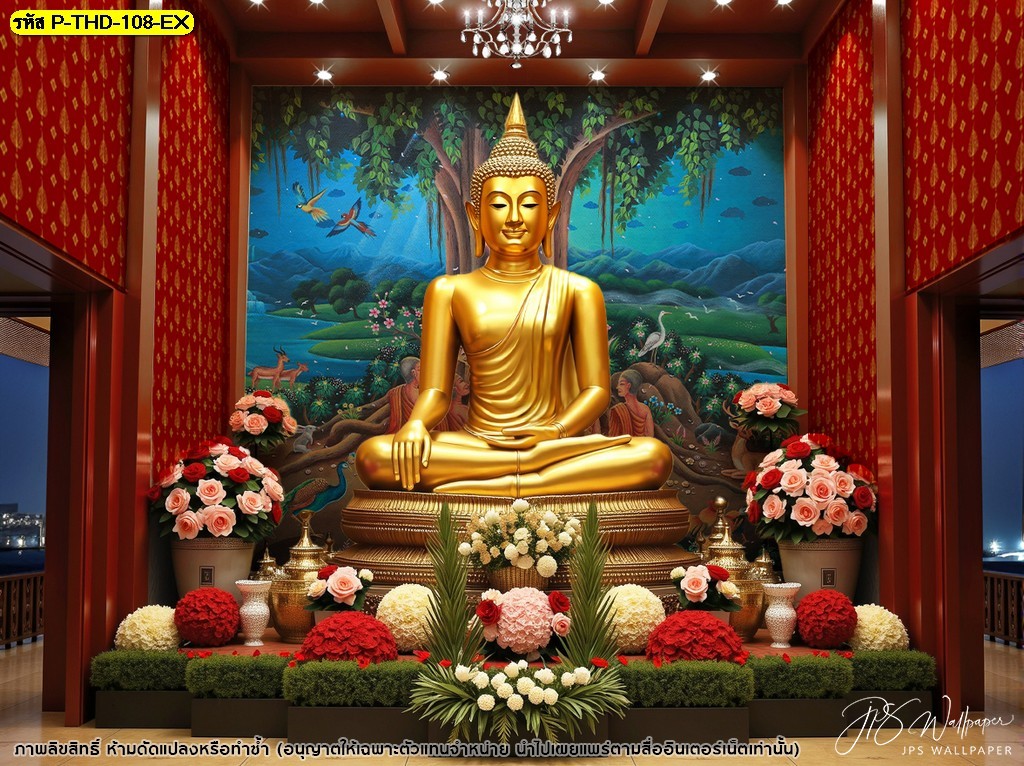 ภาพพิมพ์ลายพระพุทธเจ้าแสดงปฐมเทศนา ลิขสิทธิ์แท้ คุณภาพเยี่ยม