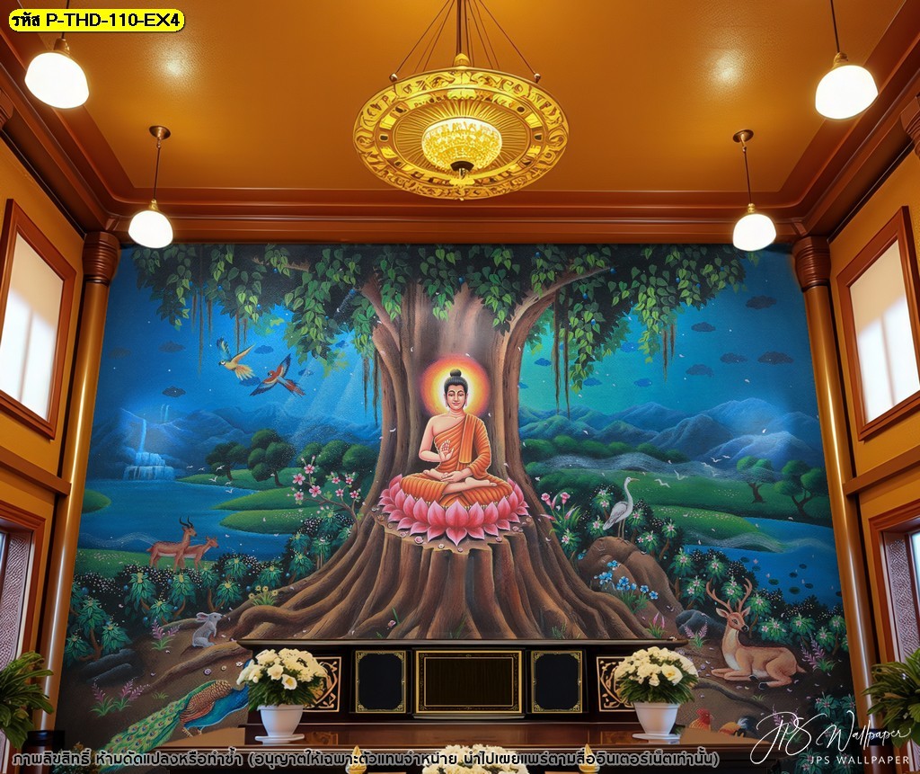 ภาพพิมพ์ลายพระพุทธเจ้า ตกแต่งผนังห้องพระ พร้อมบริการติดตั้งถึงที่
