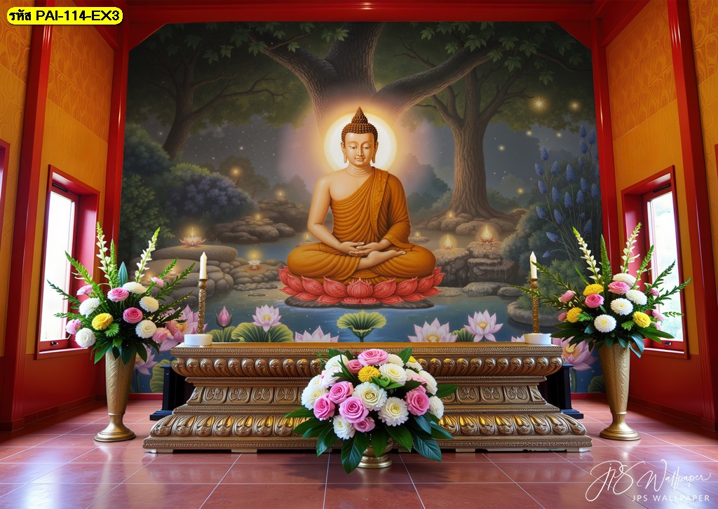 วอลเปเปอร์พระพุทธเจ้า ตกแต่งผนังวัด สื่อถึงธรรมะอย่างแท้จริง