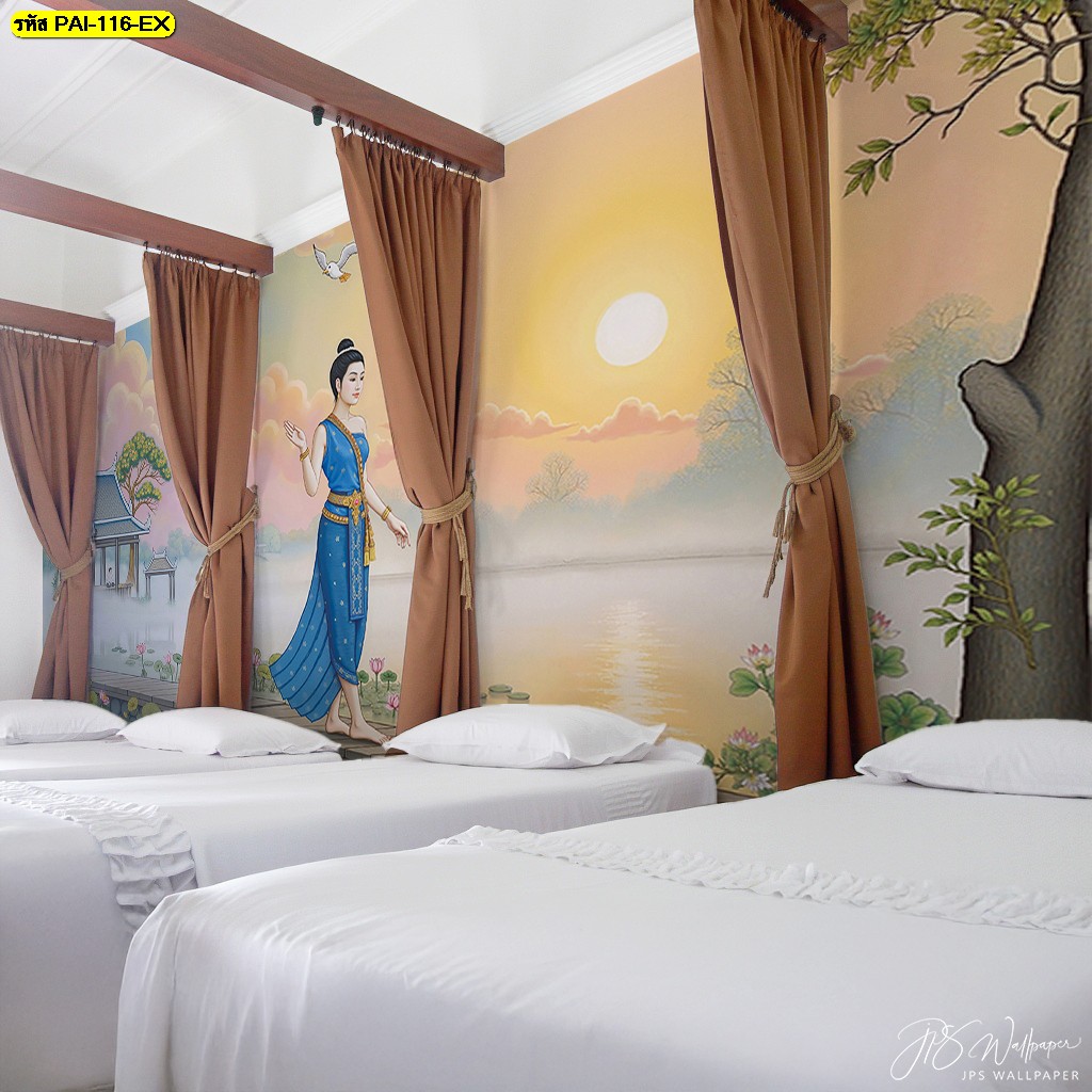 วอลเปเปอร์ร้านสปา ลายไทย เติมความผ่อนคลายให้ลูกค้าทันทีที่เดินเข้ามา