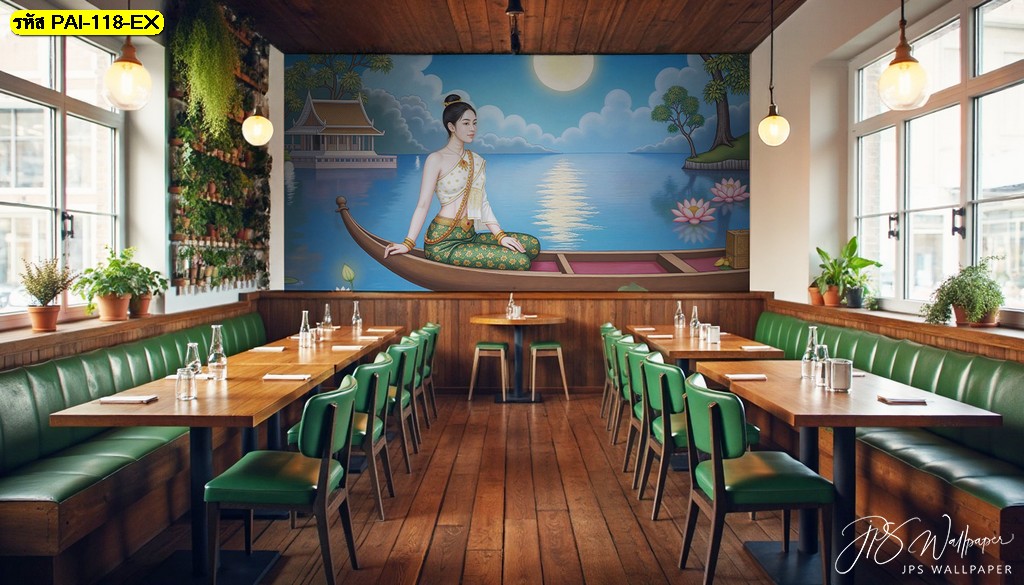 วอลเปเปอร์ลายไทย แต่งร้าน สะท้อนเสน่ห์ไทยร่วมสมัยในทุกมุมของร้าน