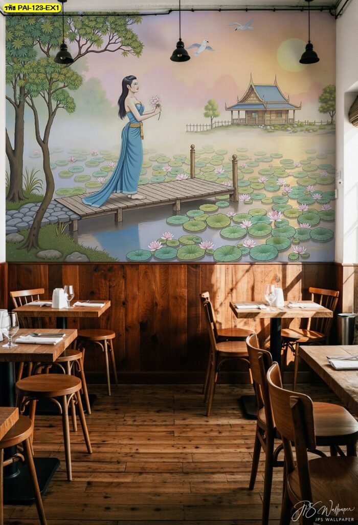 ตกแต่งร้านอาหารไทย ด้วย วอลเปเปอร์ลายไทย สร้างบรรยากาศไทยแท้