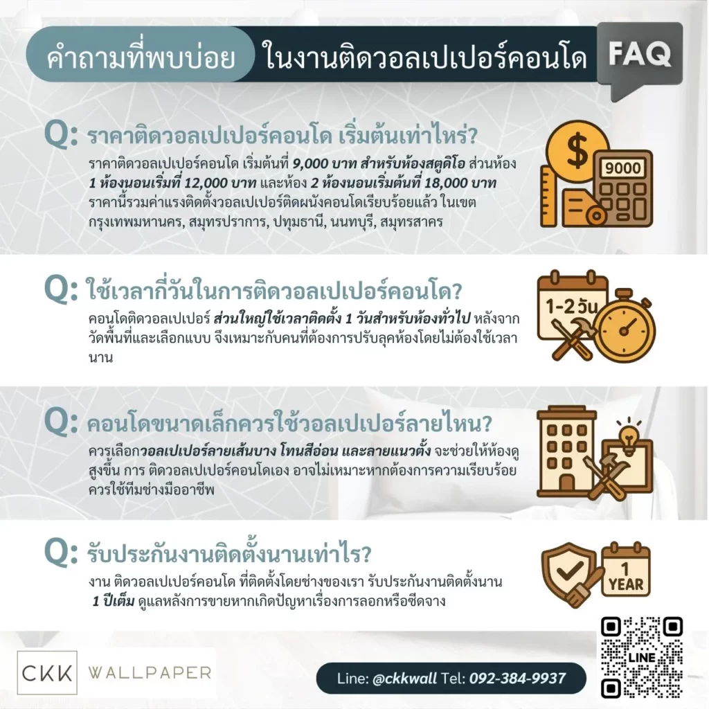 FAQ วอลเปเปอร์ติดคอนโด ราคาวอลเปเปอร์เริ่มต้น ติดวอลเปเปอร์ใช้เวลานานไหม