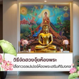 ห้องพระสวย มีพลังบวก ด้วยวอลเปเปอร์ลายไทยถูกหลักฮวงจุ้ย