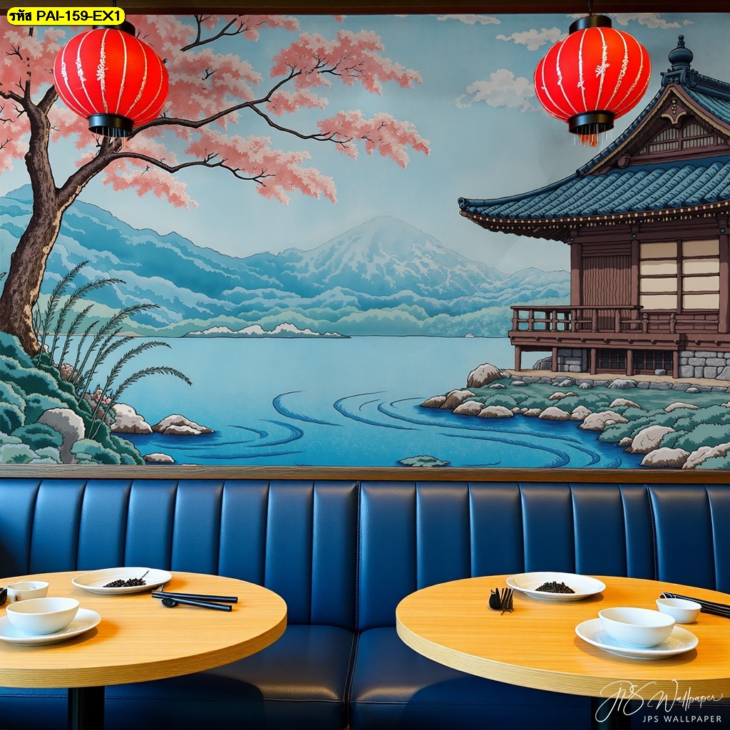 วอลเปเปอร์ภาพวิวญี่ปุ่น โทนเย็นสบาย เหมาะกับคาเฟ่และร้านชาเขียว