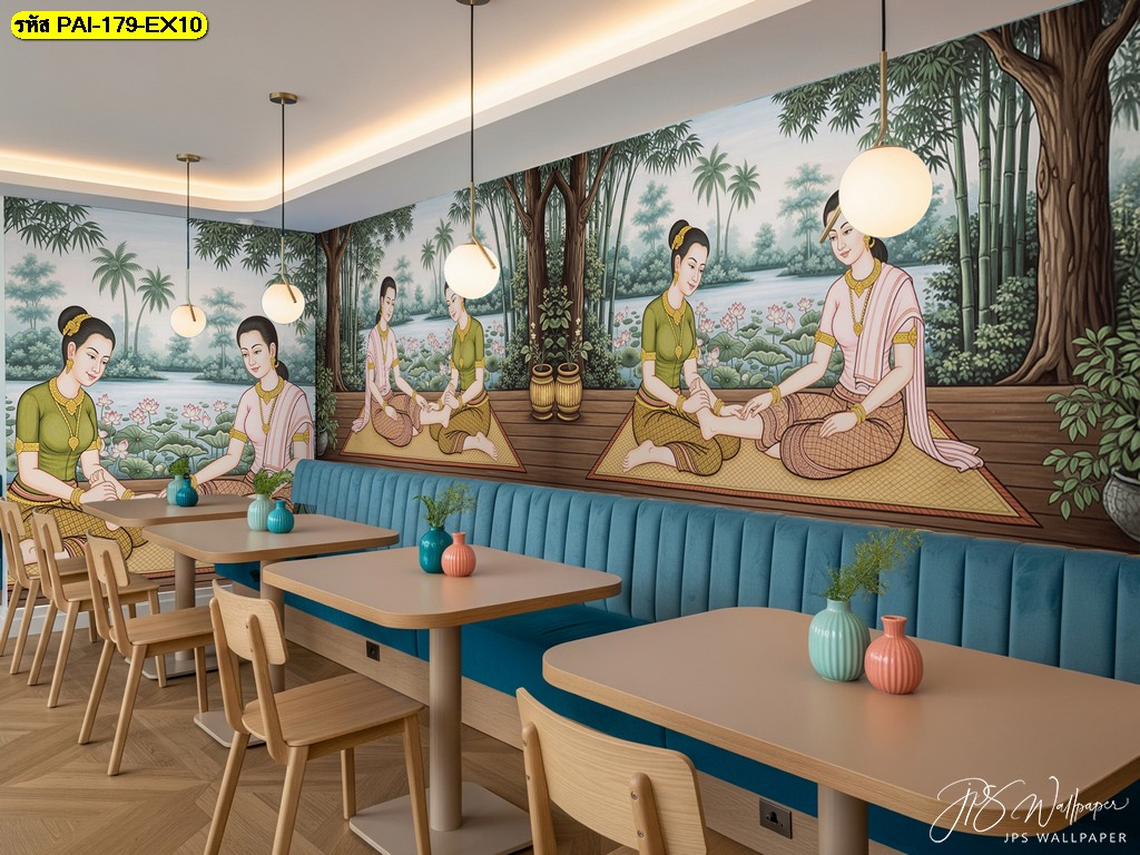 วอลเปเปอร์ติดผนังร้านอาหารไทย สั่งผลิตได้ตามขนาดห้อง