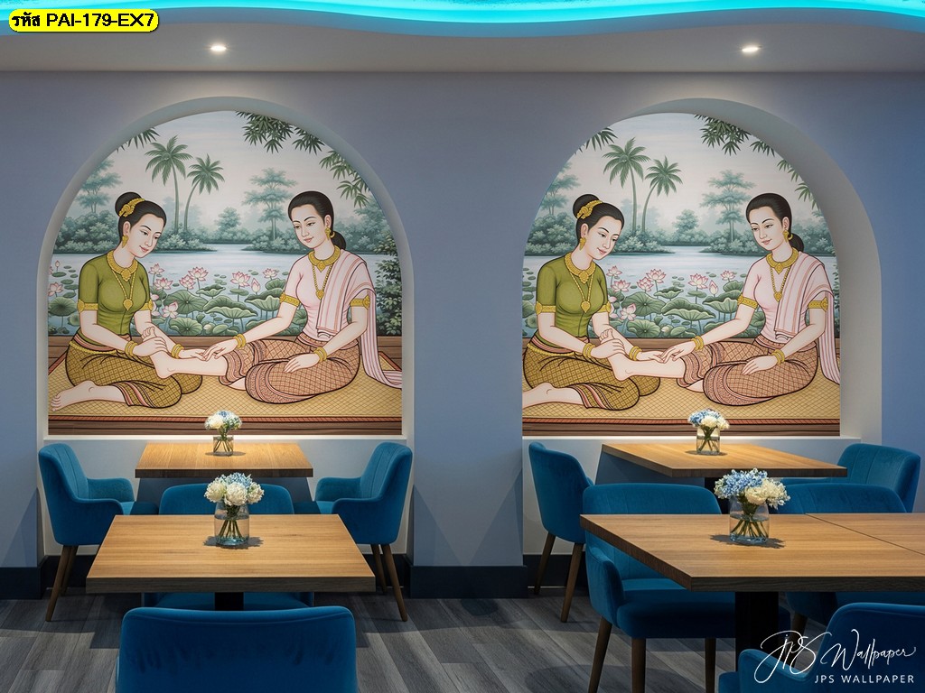 ตกแต่งร้านใส่ชื่อร้านได้ ด้วยวอลเปเปอร์พิมพ์ลายอาหารไทยย้อนยุค