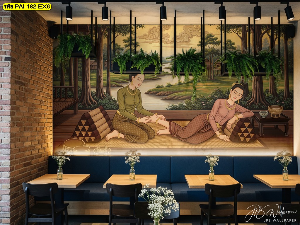 ไอเดียวอลเปเปอร์แนวไทยโบราณ สำหรับตกแต่งผนังร้านอาหารให้โดดเด่น