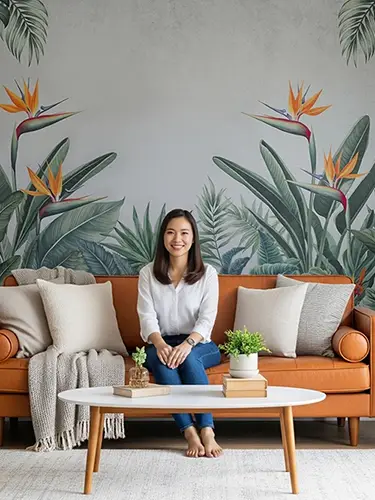 รับพิมพ์ วอลเปเปอร์ลายสวนป่า วอลเปเปอร์ลายสวนป่าทรอปิคอล แต่งผนังห้องทุกสไตล์