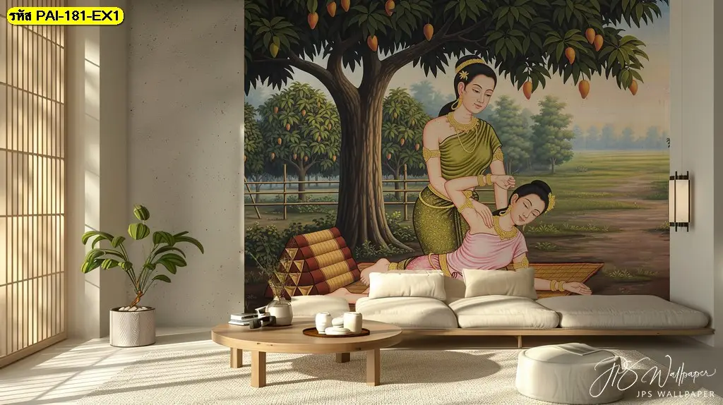 วอลเปเปอร์ติดผนังห้องนวดและวอลเปเปอร์ห้องนวดสปา ที่ออกแบบเป็นภาพติดผนังสำหรับร้านนวดแผนโบราณ แนว massage and spa wall mural
