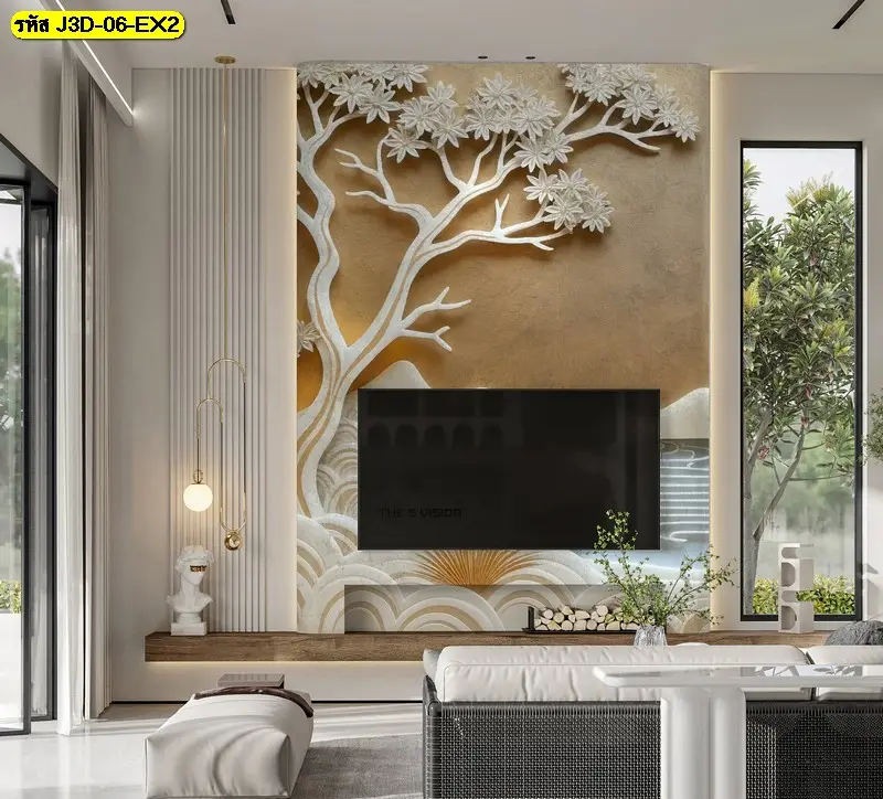 วอลเปเปอร์ลายภูเขา 3 มิติ โทนสุขุม ใช้งานได้ระยะยาว วอลเปเปอร์ภูเขาทอง 3 มิติ ที่ช่วยให้ผนังกลายเป็นจุดโฟกัสของห้อง