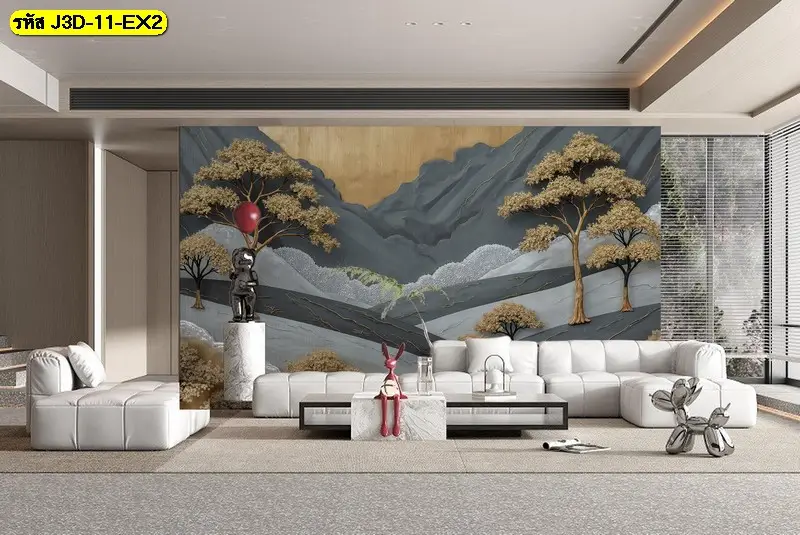 วอลเปเปอร์ภูเขาทองฮวงจุ้ย ที่ช่วยให้พื้นที่ดูเป็นระเบียบและน่าใช้งาน ภาพติดผนังภูเขา 3 มิติ ที่เหมาะกับการตกแต่งระยะยาว