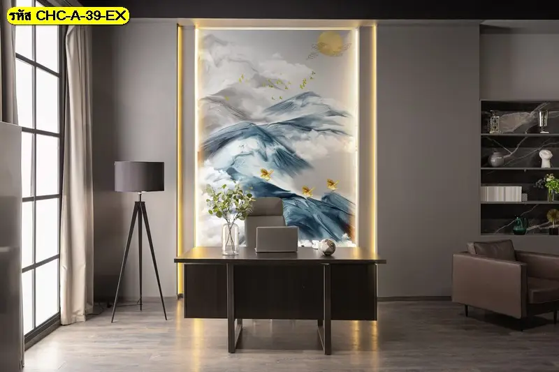 Chinese mountain wall mural ที่ผสานดีไซน์ร่วมสมัยกับความหมายฮวงจุ้ย วอลเปเปอร์มงคลลายภูเขา ภาพใหญ่เต็มผนัง ช่วยให้พื้นที่ดูสมดุลและน่าอยู่
