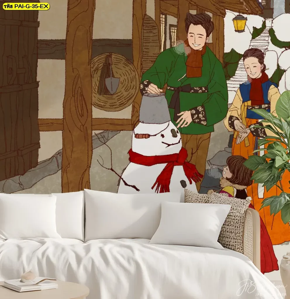 ภาพติดผนังร้านอาหารเกาหลีที่ช่วยสร้างความรู้สึกเป็นมิตรและเข้าถึงง่าย วอลเปเปอร์ร้านคาเฟ่เกาหลี โทนนุ่ม ช่วยให้พื้นที่ดูอบอุ่นและกลมกลืน
