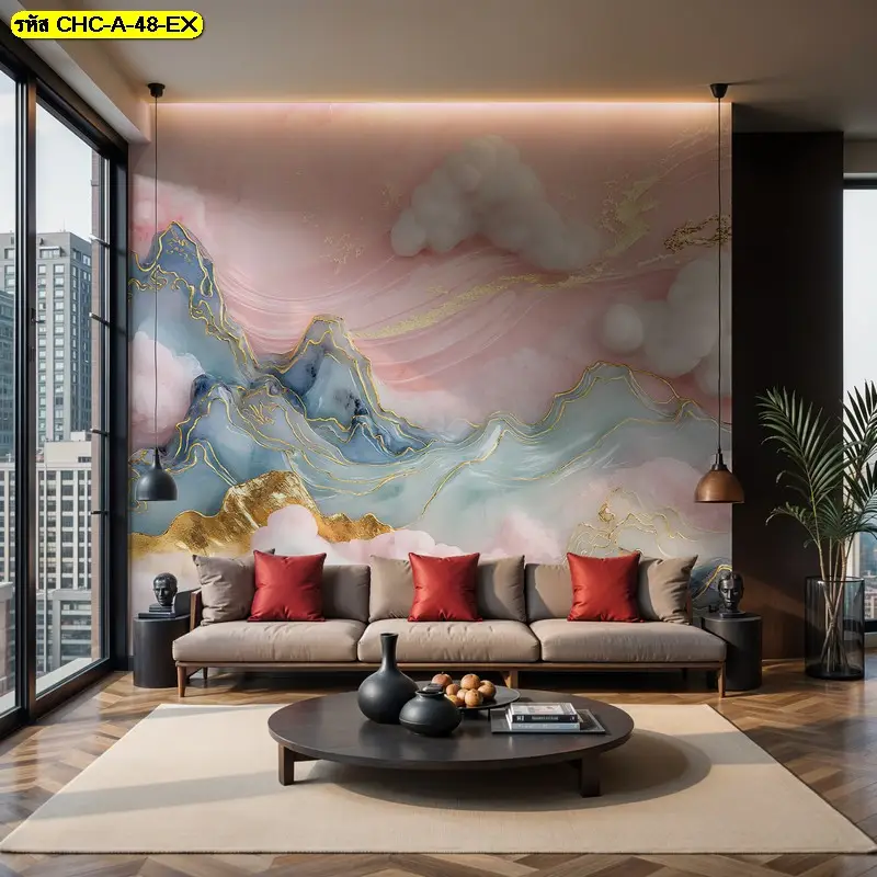 mountain wallpaper mural ลายภูเขาฮวงจุ้ย สำหรับพื้นที่ที่ต้องการความกลมกลืน วอลเปเปอร์ภูเขาฮวงจุ้ย ที่ดูเรียบ สุภาพ และใช้งานได้ยาว
