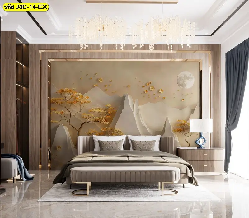 ภาพภูเขา 3 มิติ แบบฮวงจุ้ย ที่ช่วยสร้างสมดุลของพื้นที่ในระยะยาว วอลเปเปอร์ภูเขาทองฮวงจุ้ย ออกแบบให้ภาพดูต่อเนื่องและไม่ถูกตัด