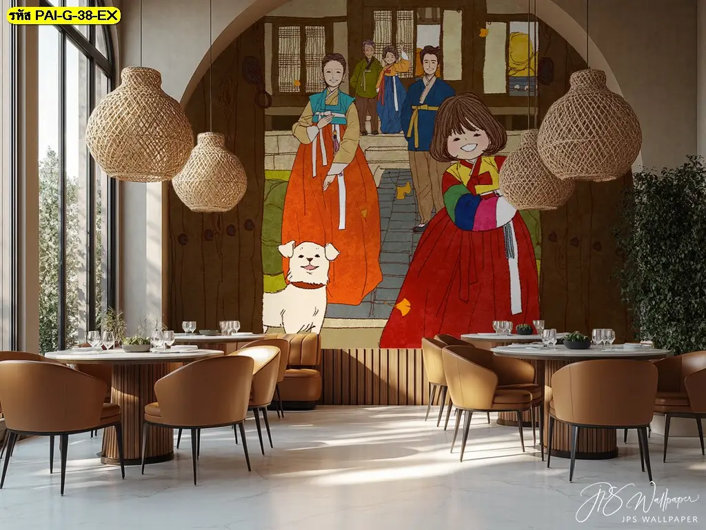ภาพศิลปะแนวเกาหลีสำหรับร้านอาหารและคาเฟ่ ที่ช่วยสร้างอัตลักษณ์ร้าน ภาพติดผนังร้านอาหารเกาหลี โทนธรรมชาติ เหมาะกับร้านที่ต้องการความเรียบสงบ
