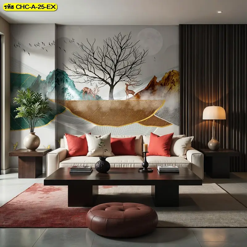 ภาพติดผนังลายภูเขาฮวงจุ้ย เหมาะกับบ้าน คอนโด และพื้นที่ต้อนรับ mountain wallpaper mural ที่ช่วยให้ห้องดูสมดุลและไม่อึดอัด
