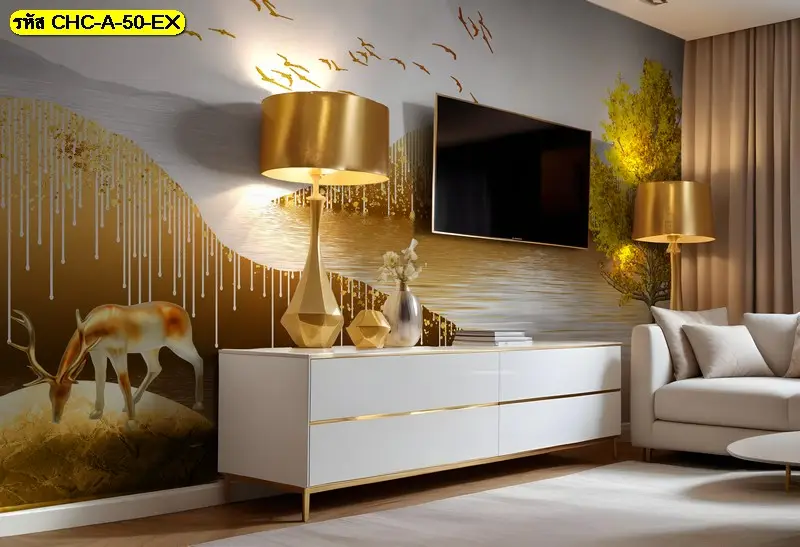 golden mountain wall mural ที่ช่วยยกระดับภาพลักษณ์ห้องให้ดูเรียบร้อยและพรีเมียม วอลเปเปอร์ภูเขาสไตล์จีน ที่กลมกลืนกับโทนการตกแต่งแบบสุขุม
