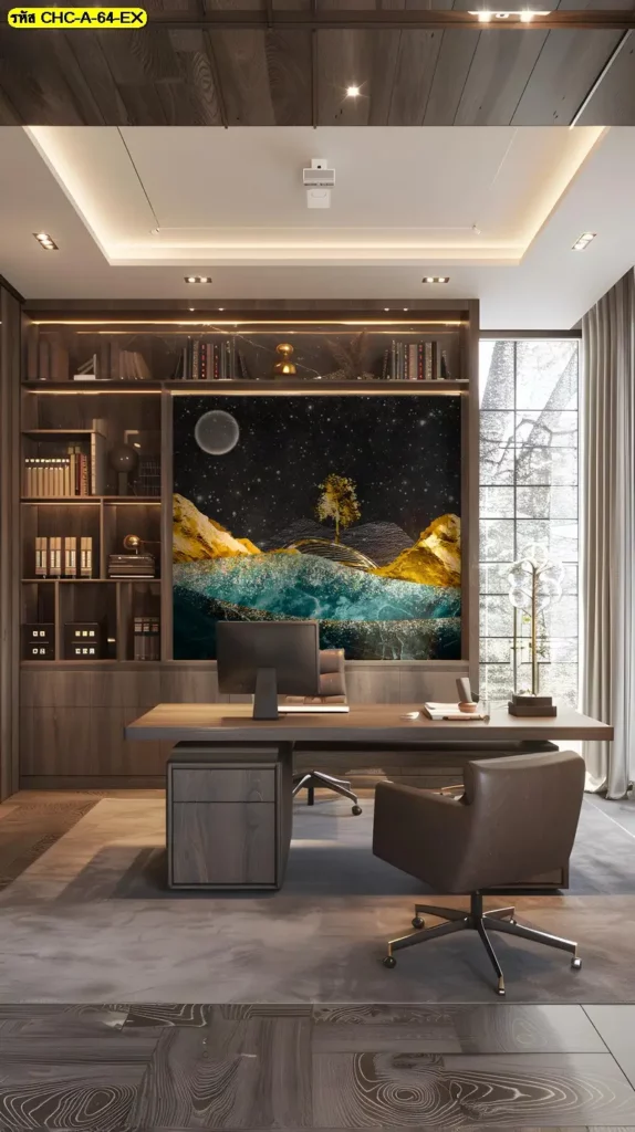 Chinese mountain wall mural ที่ออกแบบตามขนาดผนังจริง ทำให้ภาพดูกลมกลืนกับพื้นที่ วอลเปเปอร์ภูเขาฮวงจุ้ย ภาพต่อเนื่องไม่ถูกย่อหรือขยายเกิน ช่วยให้พื้นที่ดูสบายตา
