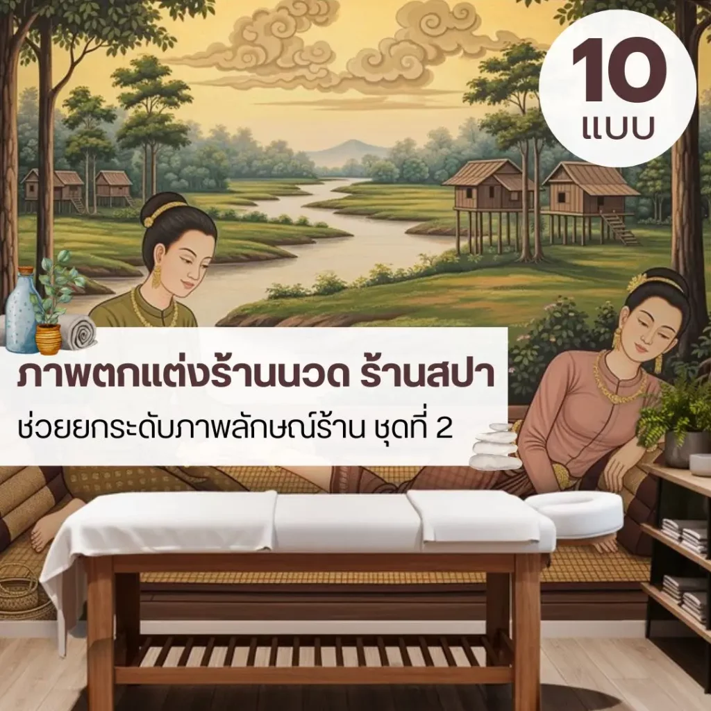 วอลเปเปอร์ตกแต่งร้านนวด ลวดลายไทยสมัยใหม่ ช่วยเพิ่มความน่าสนใจให้พื้นที่ ภาพวอลเปเปอร์ร้านนวดแผนไทย ที่ช่วยสร้างภาพจำและบรรยากาศผ่อนคลายอย่างเป็นธรรมชาติ