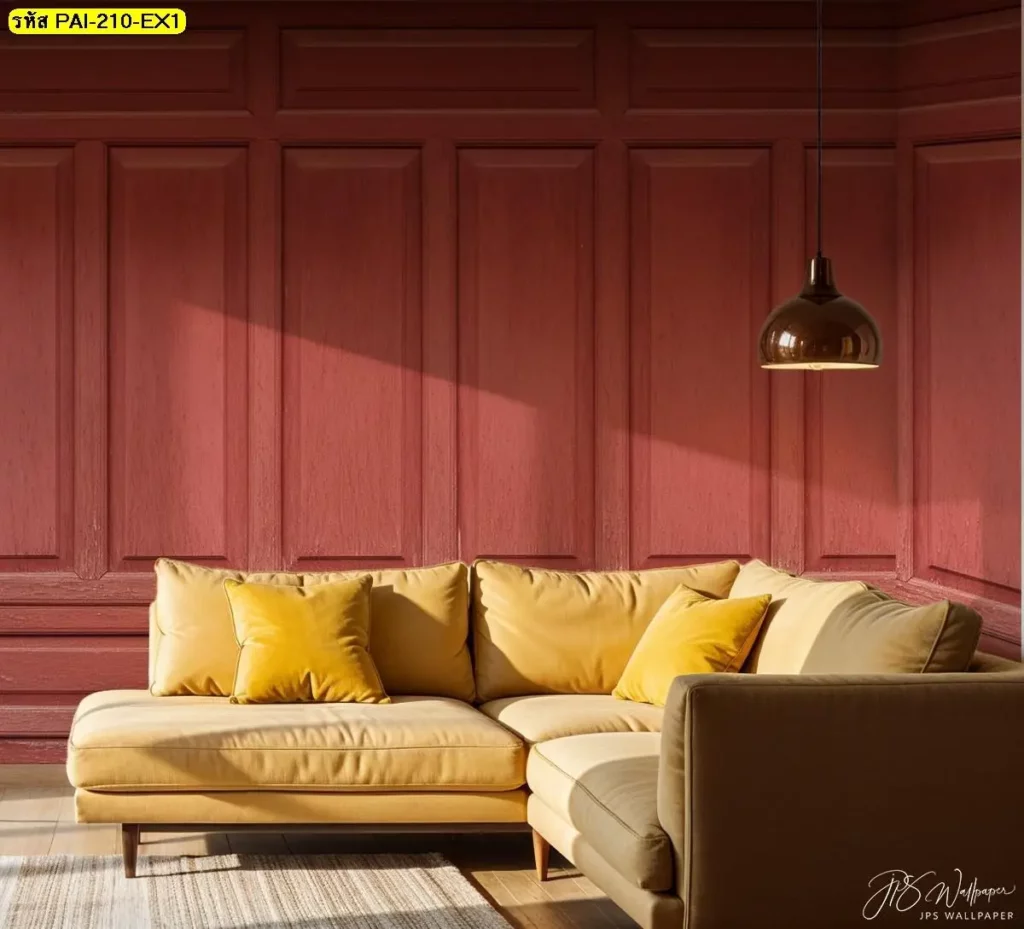 กรุผนังลายไม้แบบคลาสสิกช่วยลดความแข็งของแสง ติดตั้งด้วย wood wall background wallpaper ที่คุมโทนทั้งผนัง