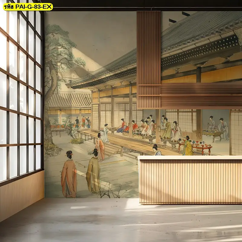 ภาพติดผนังร้านอาหารเกาหลีแนวศิลป์ รับพิมพ์ภาพวาดวัฒนธรรมเกาหลี และรับผลิตติดตั้งโดย JPS Wallpaper
