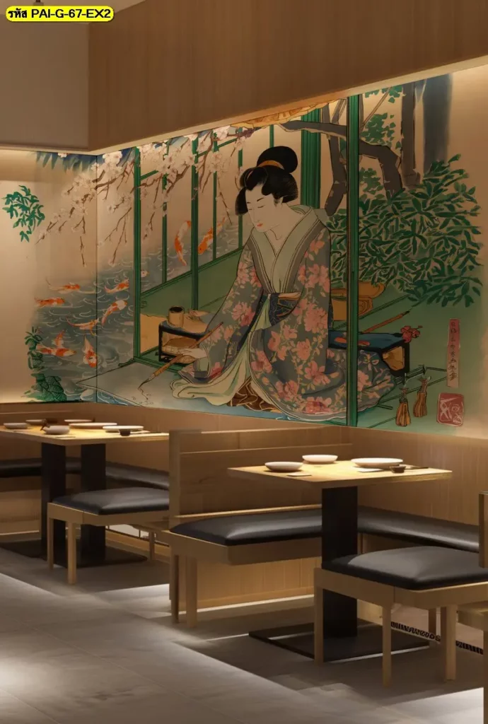 วอลเปเปอร์ลายเกาหลีที่รับพิมพ์ตามขนาดผนังจริง ช่วยให้ภาพดูสมดุล และติดตั้งโดยทีมงาน JPS Wallpaper
