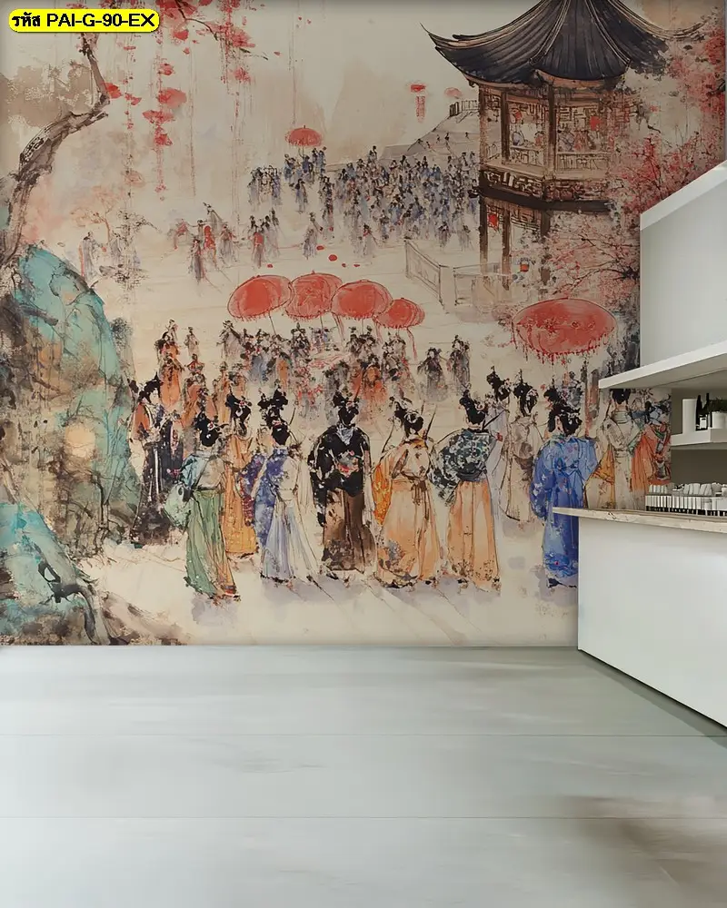 ภาพติดผนังร้านอาหารเกาหลีงานศิลป์ รับพิมพ์ภาพวาดวัฒนธรรมเกาหลี และรับผลิตติดตั้งโดย JPS Wallpaper
