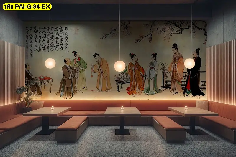 ภาพวาดวัฒนธรรมเกาหลีสำหรับร้านอาหาร รับพิมพ์เป็น korean traditional painting wallpaper และรับผลิตติดตั้งโดย JPS Wallpaper
