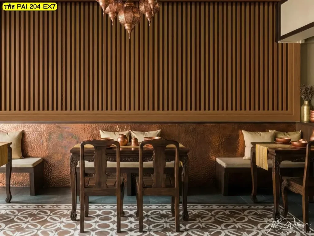 วอลเปเปอร์ไม้ลายธรรมชาติช่วยลดแสงสะท้อน รับพิมพ์พร้อมบริการติดตั้งสำหรับพื้นที่ใช้งานจริง กรุผนังลายไม้แบบคลาสสิกในงาน wood panel wallpaper ช่วยควบคุมอารมณ์แสงให้ดูนิ่ง