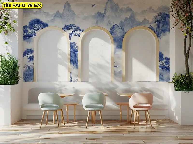 korean culture wallpaper ภาพวาดเมืองเกาหลีโบราณ รับพิมพ์งานภาพคุณภาพ และรับผลิตติดตั้งโดย JPS Wallpaper
