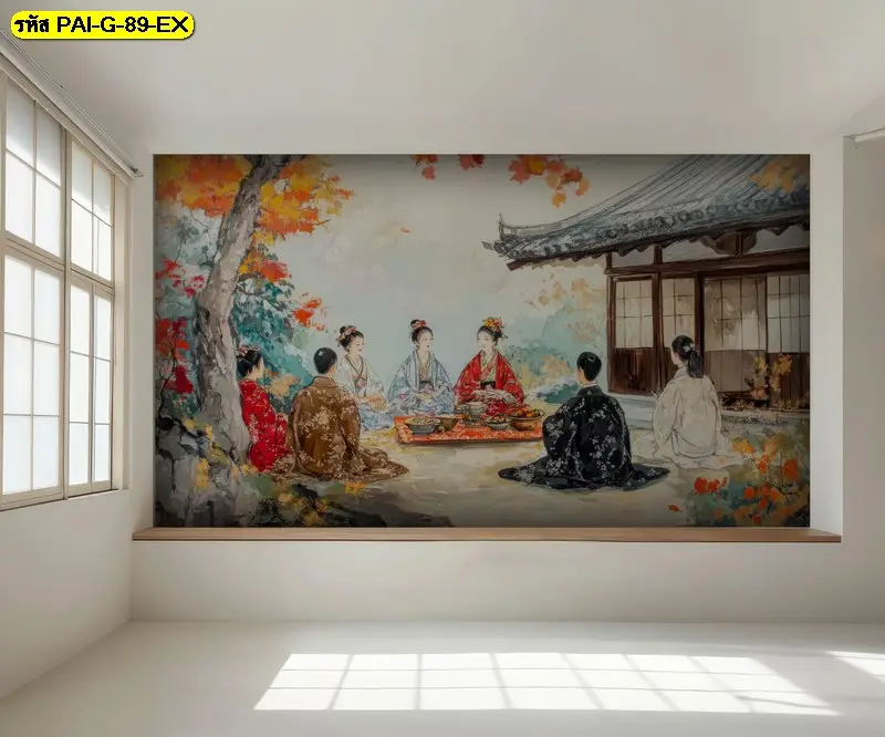 วอลเปเปอร์ร้านอาหารเกาหลีลายศิลป์ รับพิมพ์งานภาพเฉพาะ และรับผลิตติดตั้งโดย JPS Wallpaper ให้ภาพพอดีผนัง
