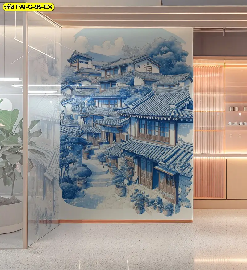 วอลเปเปอร์เกาหลีโบราณลายภาพวาดเมืองเกาหลีโบราณ รับพิมพ์และรับผลิตติดตั้งโดย JPS Wallpaper เพื่อภาพที่สมดุล
