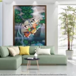 วอลเปเปอร์ไทยตกแต่งผนังห้องรับแขก ลายนางรำ